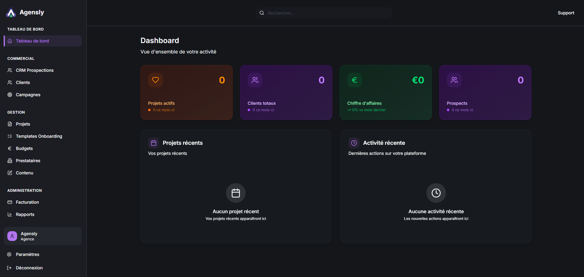 Agensly Platform Dashboard Preview